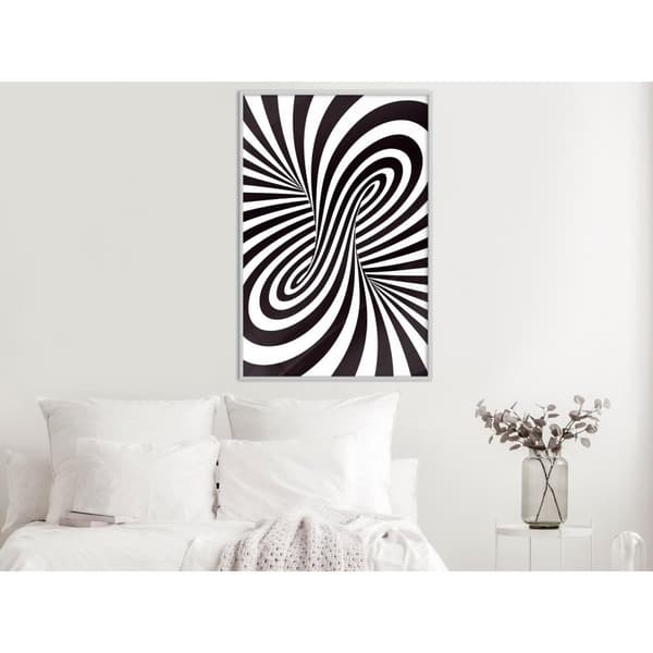 Inramad Poster / Tavla - Black and White Swirl