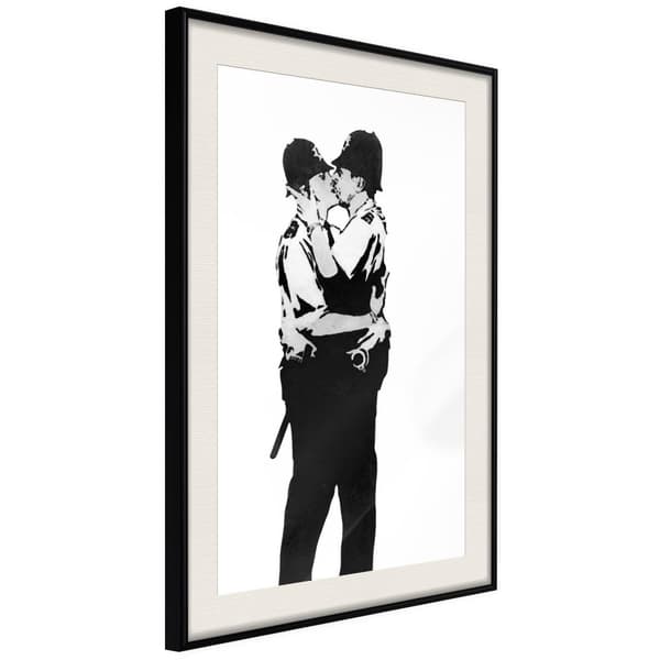 Inramad Poster / Tavla - Banksy: Kissing Coppers I