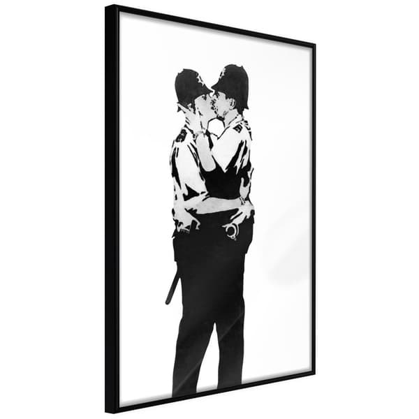 Inramad Poster / Tavla - Banksy: Kissing Coppers I