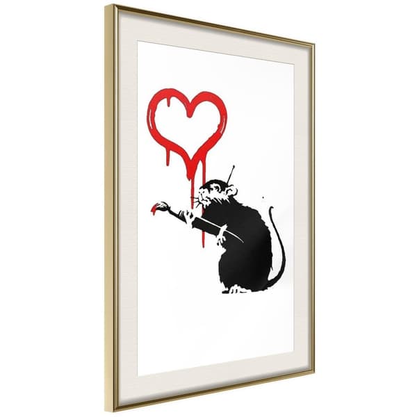 Inramad Poster / Tavla - Banksy: Love Rat