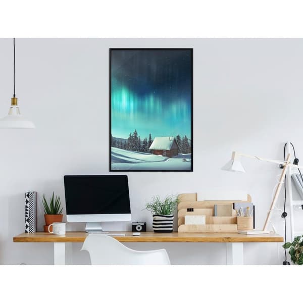 Inramad Poster / Tavla - Evening in the Iceland