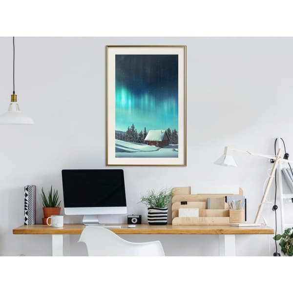 Inramad Poster / Tavla - Evening in the Iceland