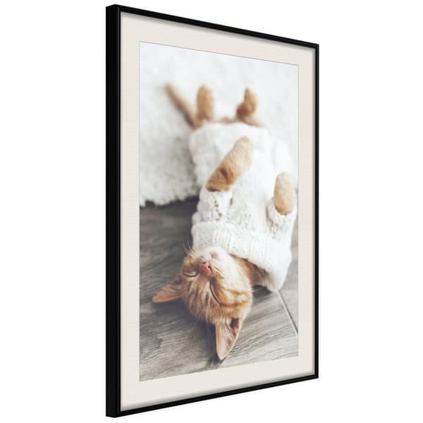 Inramad Poster / Tavla - Kitten Life Svart ram med passepartout 40x60
