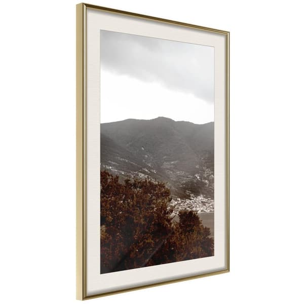 Inramad Poster / Tavla - Place for a Trip Guldram med passepartout 30x45