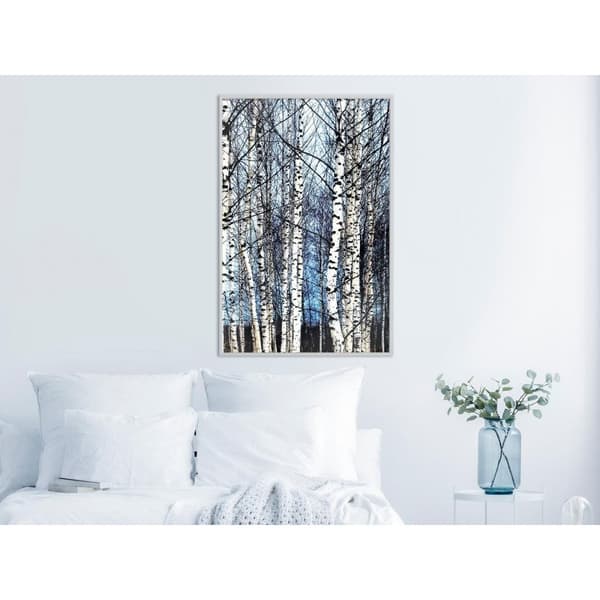 Inramad Poster / Tavla - Winter Birch Trees