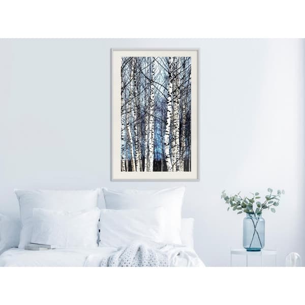 Inramad Poster / Tavla - Winter Birch Trees