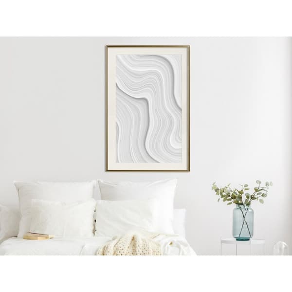 Inramad Poster / Tavla - Snow Contour Lines