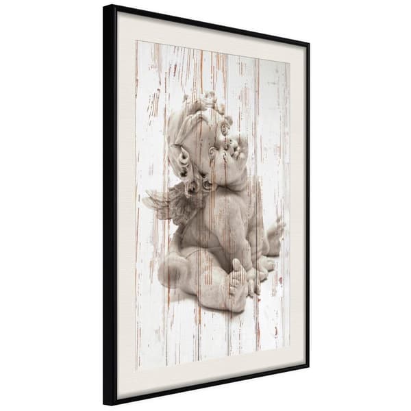 Inramad Poster / Tavla - Winged Baby Svart ram med passepartout 40x60