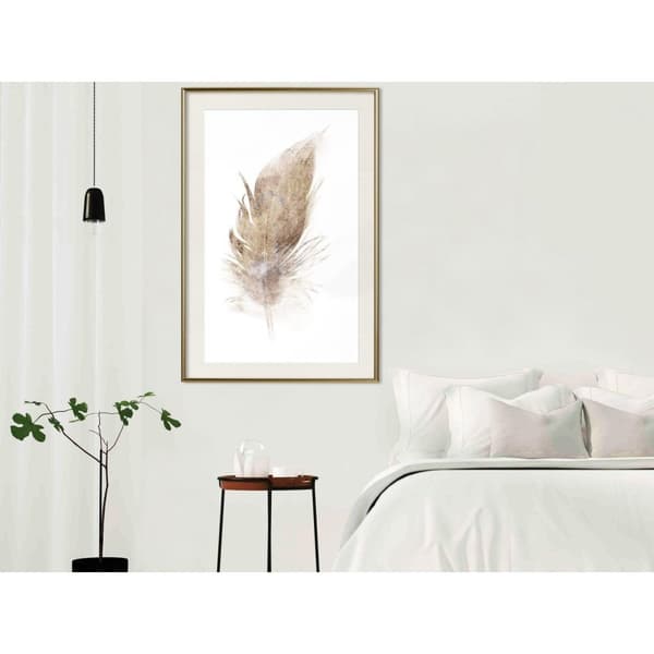 Inramad Poster / Tavla - Lost Feather (Beige)