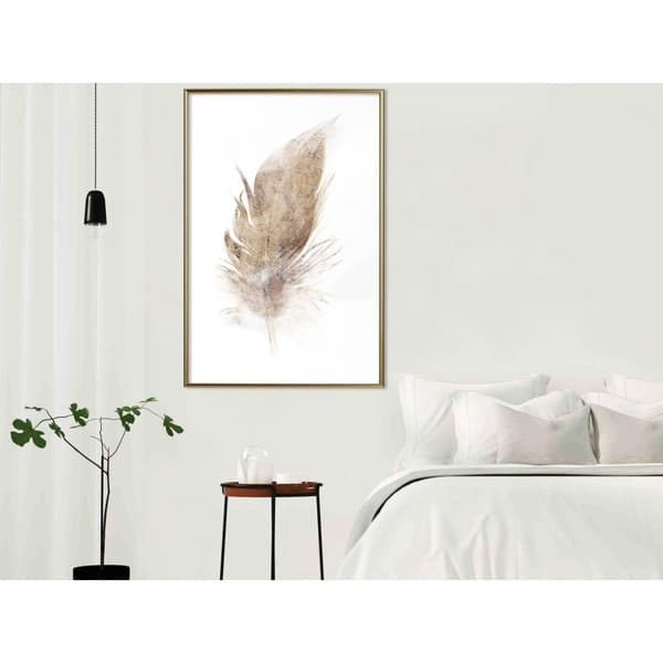 Inramad Poster / Tavla - Lost Feather (Beige)