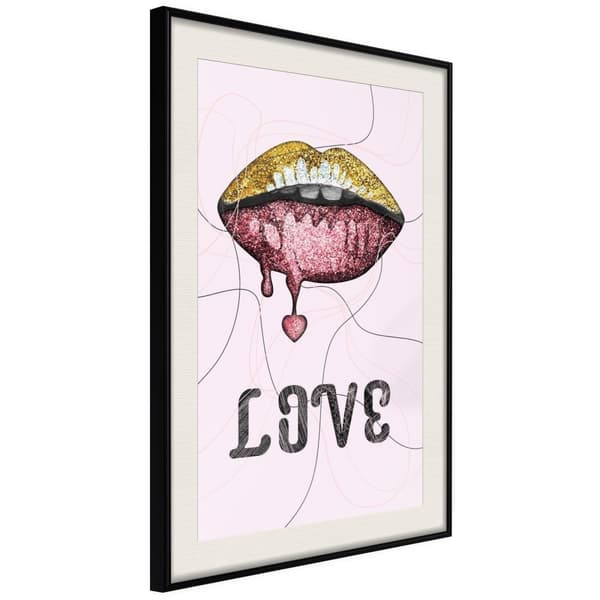 Inramad Poster / Tavla - Lip Gloss and Love