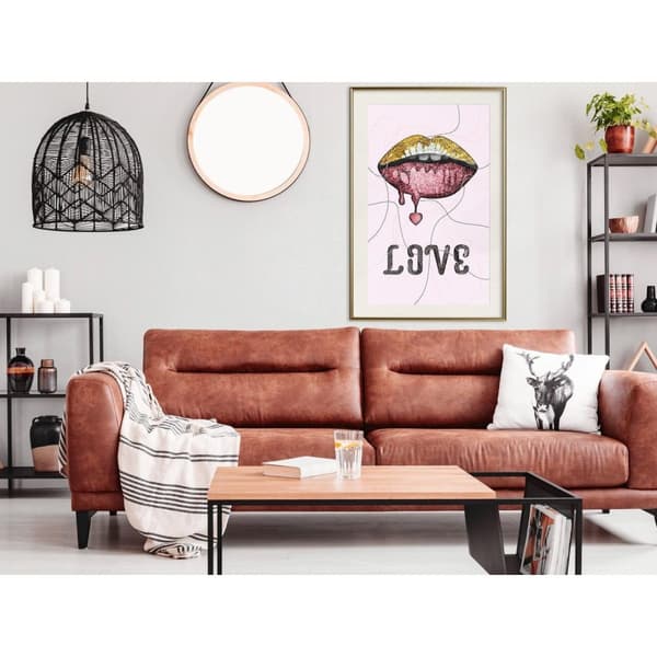 Inramad Poster / Tavla - Lip Gloss and Love