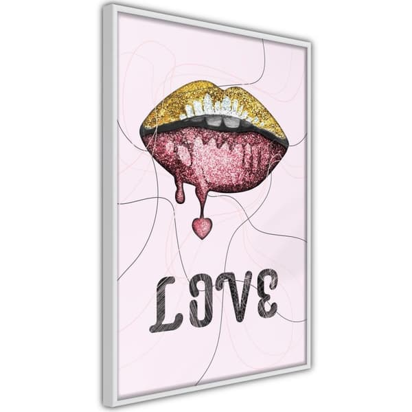 Inramad Poster / Tavla - Lip Gloss and Love
