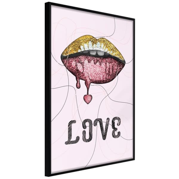Inramad Poster / Tavla - Lip Gloss and Love