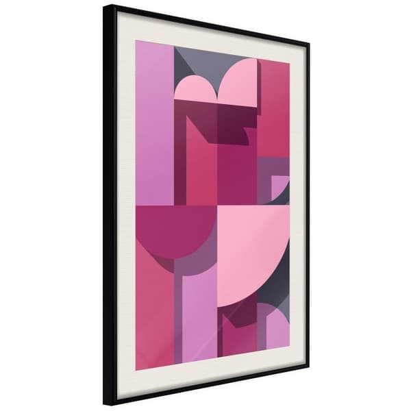 Inramad Poster / Tavla - Pink Geometry Svart ram med passepartout 40x60