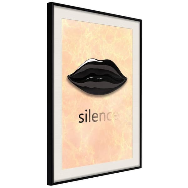 Inramad Poster / Tavla - Silent Lips Svart ram med passepartout 30x45