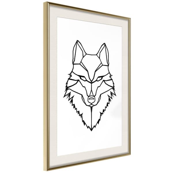 Inramad Poster / Tavla - Wolf Look Guldram med passepartout 30x45