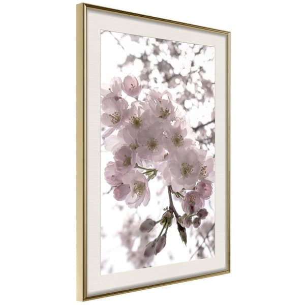 Inramad Poster / Tavla - Spring Visit Guldram med passepartout 20x30