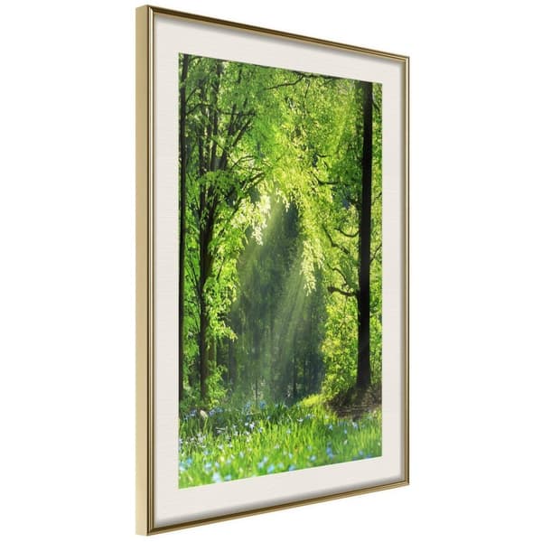 Inramad Poster / Tavla - Forest Path Guldram med passepartout 20x30