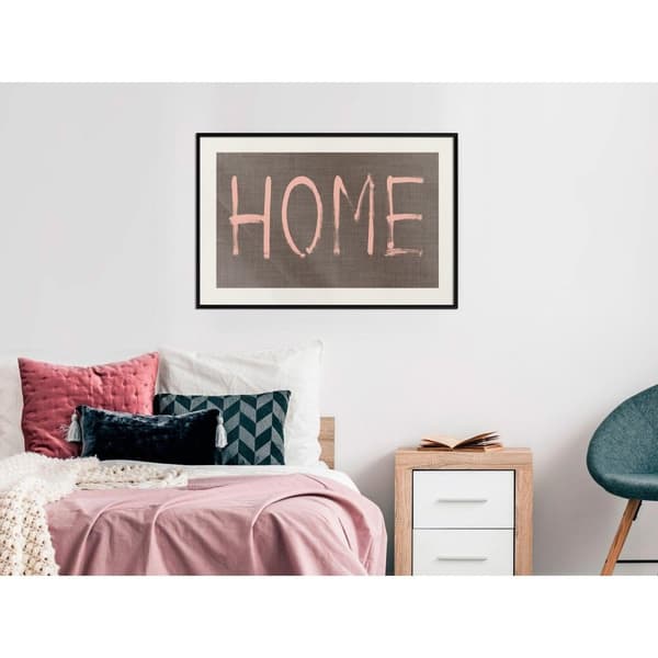 Inramad Poster / Tavla - Simply Home (Pink)
