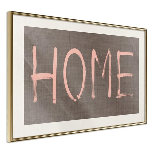 Inramad Poster / Tavla - Simply Home (Pink)