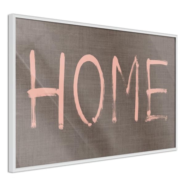 Inramad Poster / Tavla - Simply Home (Pink) Vit ram 90x60