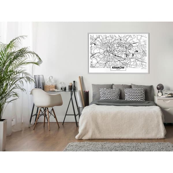 Inramad Poster / Tavla - City Map: Cracow