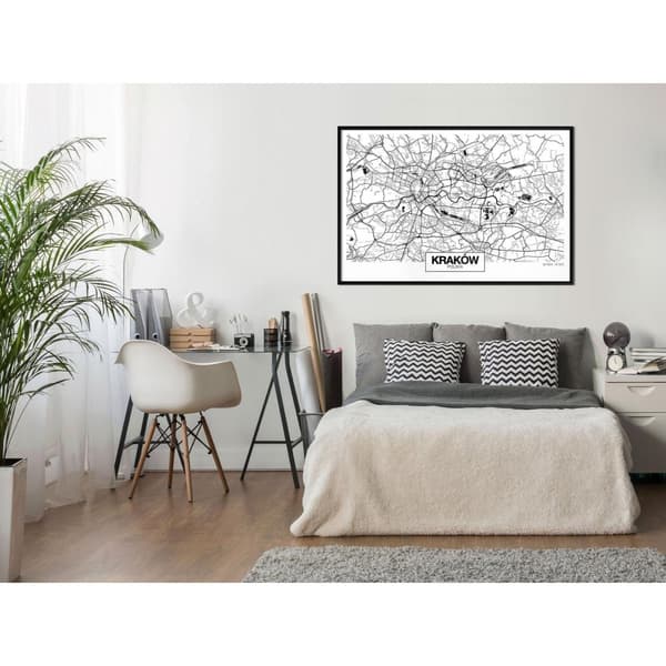 Inramad Poster / Tavla - City Map: Cracow