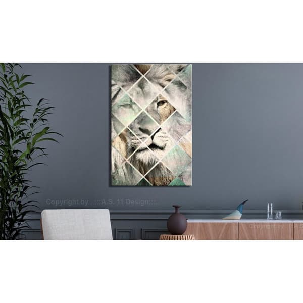 Canvas Tavla - Lion on the Chessboard Vertical
