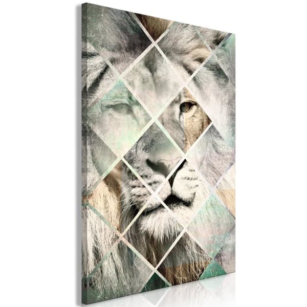 Canvas Tavla - Lion on the Chessboard Vertical