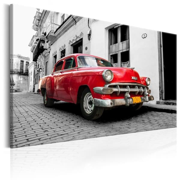 Canvas Tavla - Cuban Classic Car (Red) 120x80