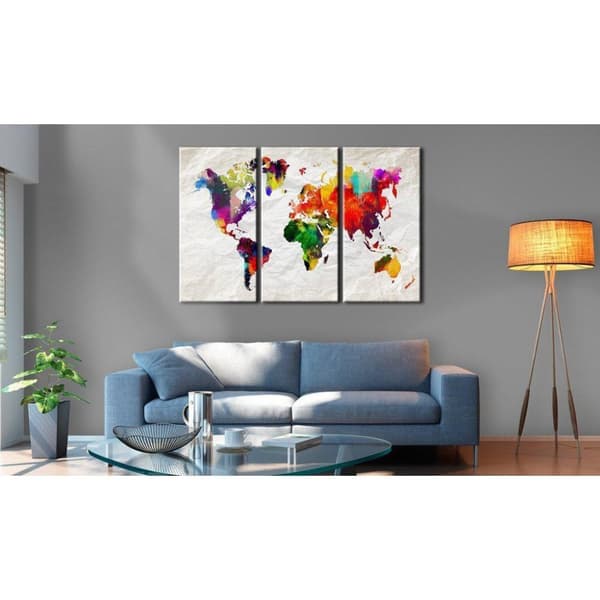 Canvas Tavla - World Map: Rainbow Madness II