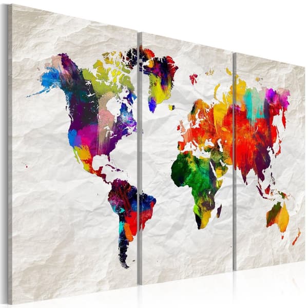 Canvas Tavla - World Map: Rainbow Madness II 90x60