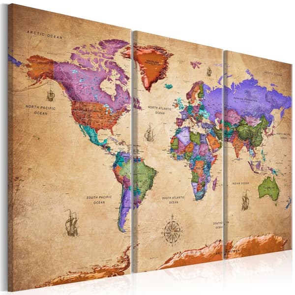Canvas Tavla - Colourful Travels (3 delar) 90x60