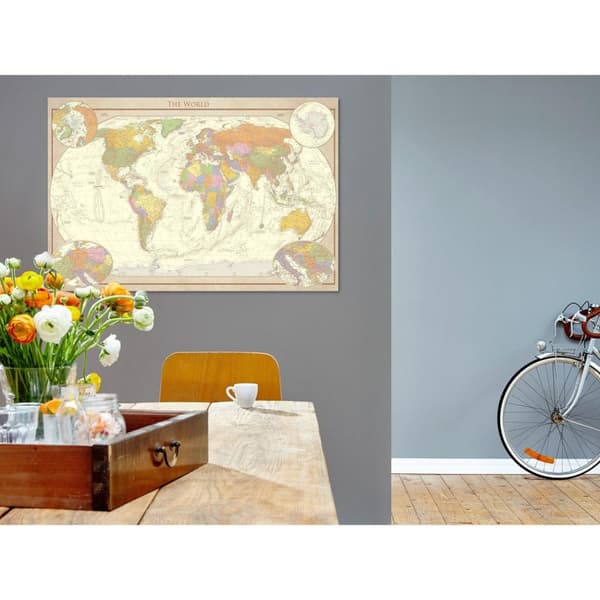 Canvas Tavla - Cream World Map