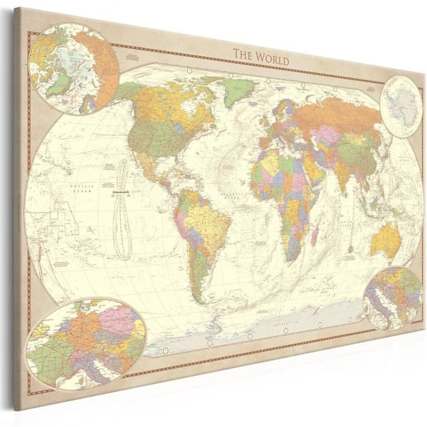 Canvas Tavla - Cream World Map