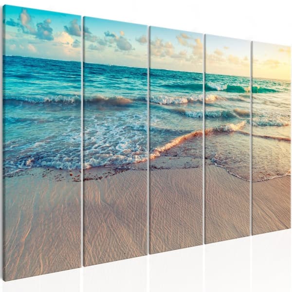 Canvas Tavla - Beach in Punta Cana (5 delar) Narrow