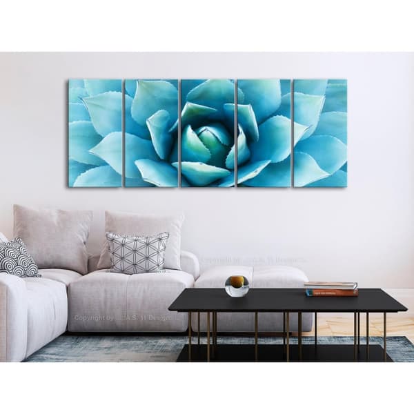 Canvas Tavla - Agave (5 delar) Narrow Blue