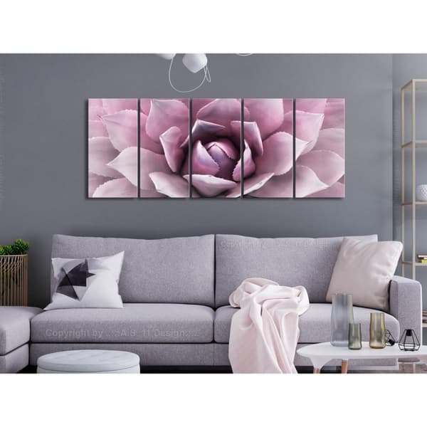 Canvas Tavla - Agave (5 delar) Narrow Pink