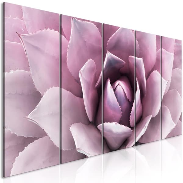 Canvas Tavla - Agave (5 delar) Narrow Pink 225x90