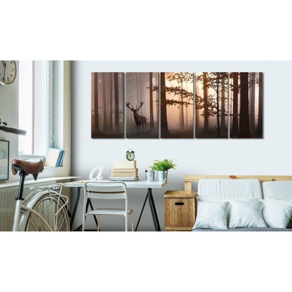 Canvas Tavla - Morning (5 delar) Narrow Brown