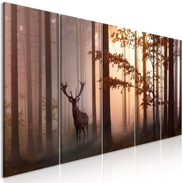 Canvas Tavla - Morning (5 delar) Narrow Brown 225x90