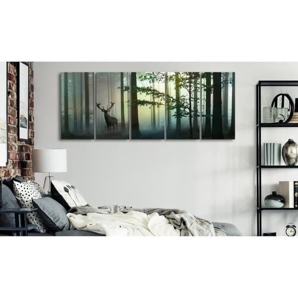 Canvas Tavla - Morning (5 delar) Narrow Green