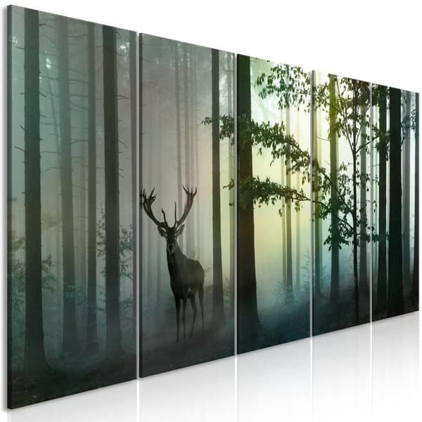 Canvas Tavla - Morning (5 delar) Narrow Green