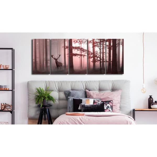 Canvas Tavla - Morning (5 delar) Narrow Pink