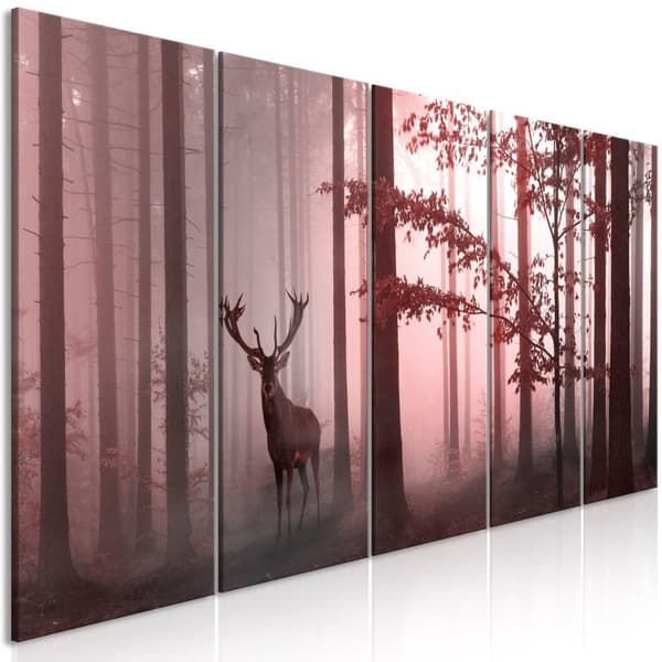 Canvas Tavla - Morning (5 delar) Narrow Pink 225x90