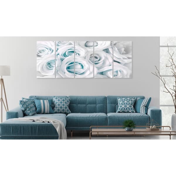 Canvas Tavla - Satin Rose (5 delar) Narrow Turquoise