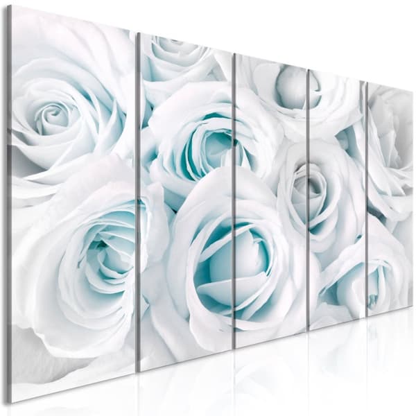 Canvas Tavla - Satin Rose (5 delar) Narrow Turquoise 200x80