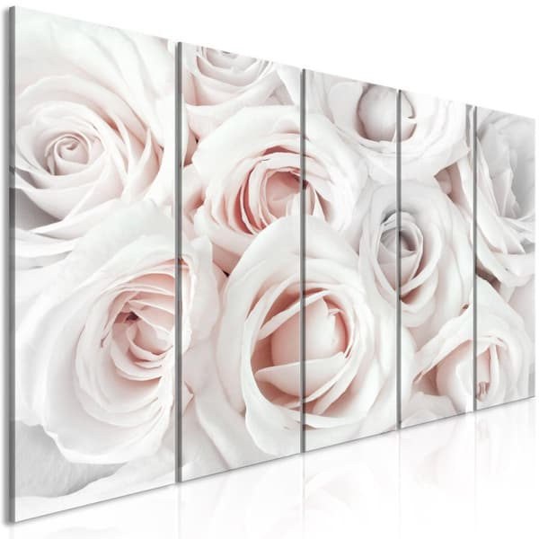 Canvas Tavla - Satin Rose (5 delar) Narrow Pink 225x90