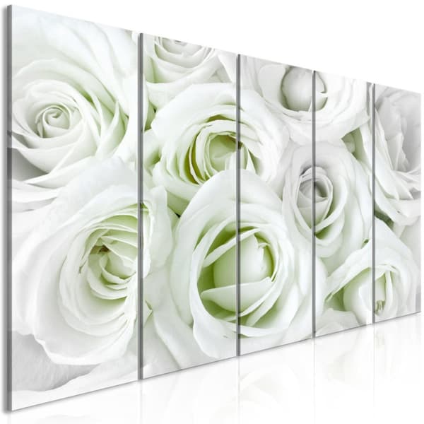 Canvas Tavla - Satin Rose (5 delar) Narrow Green